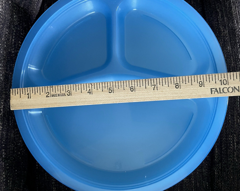 Reusable Divided Plastic Dinner Plates, Stackable, Camp & Outdoor BBQ, 10" wide
