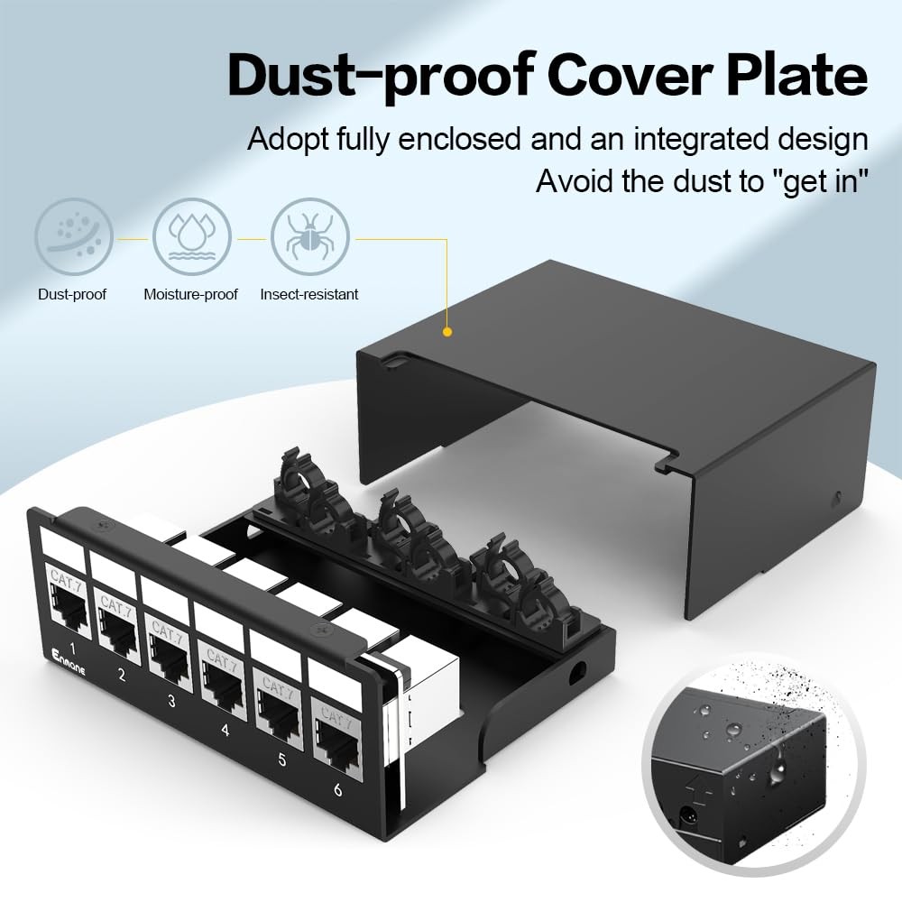 6Port Patch Panel CAT7 Keystone Patch Panel Shielded Network Patch Patch with...