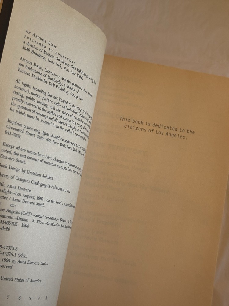 TWILIGHT LOS ANGELES 1992 Anna Deavere Smith - SCRIPT