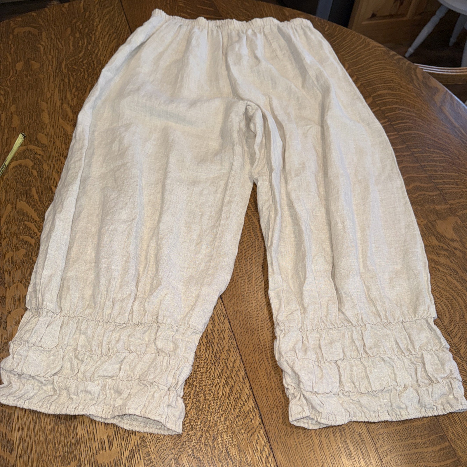 Bodil 100% Linen Boho Size Large Women’s Wide Leg Loose Fit gypsy Bloomer Pants