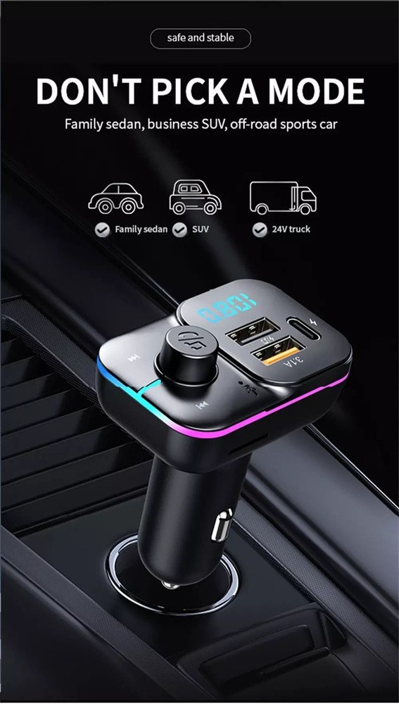 Bluetooth FM Transmitter Wireless Car Radio Mp3 Music Player USB Charger