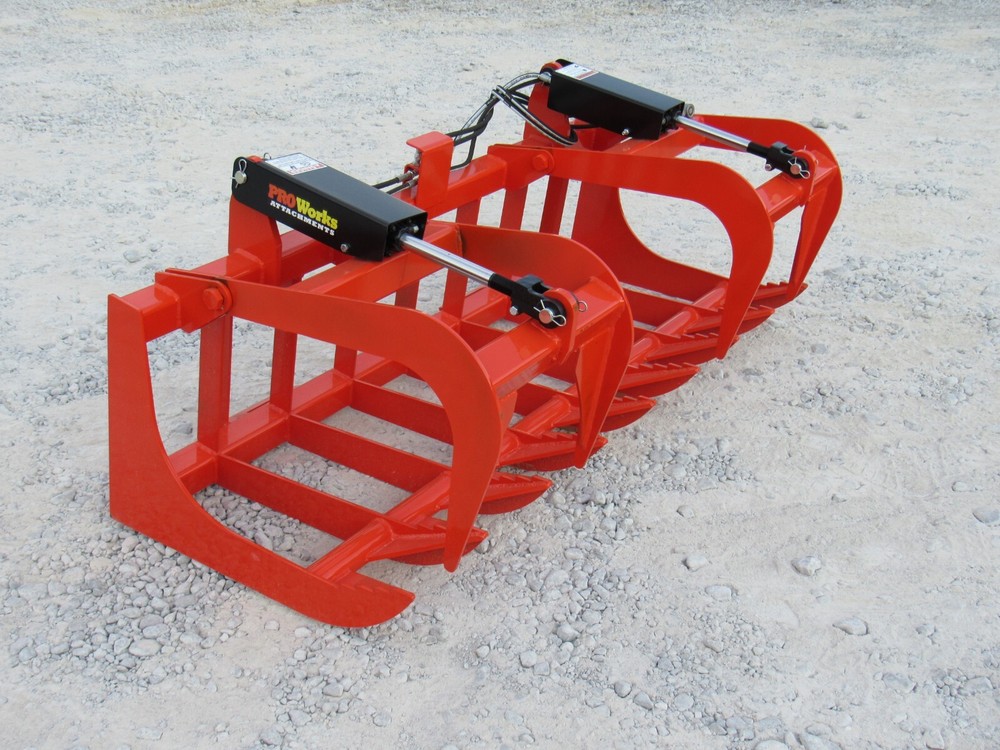 72" Root Grapple Bucket and 48" Long Pallet Forks Attachment Combo Quick Attach