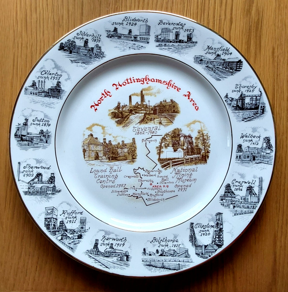 Commemorative Bone China Mining Plate 11 North Nottinghamshire