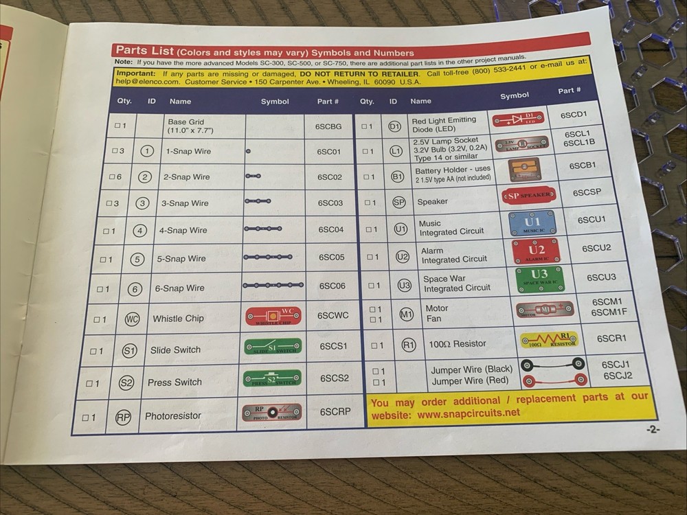 Electronic Snap Circuits Elenco Projects 1-101 Complete Set