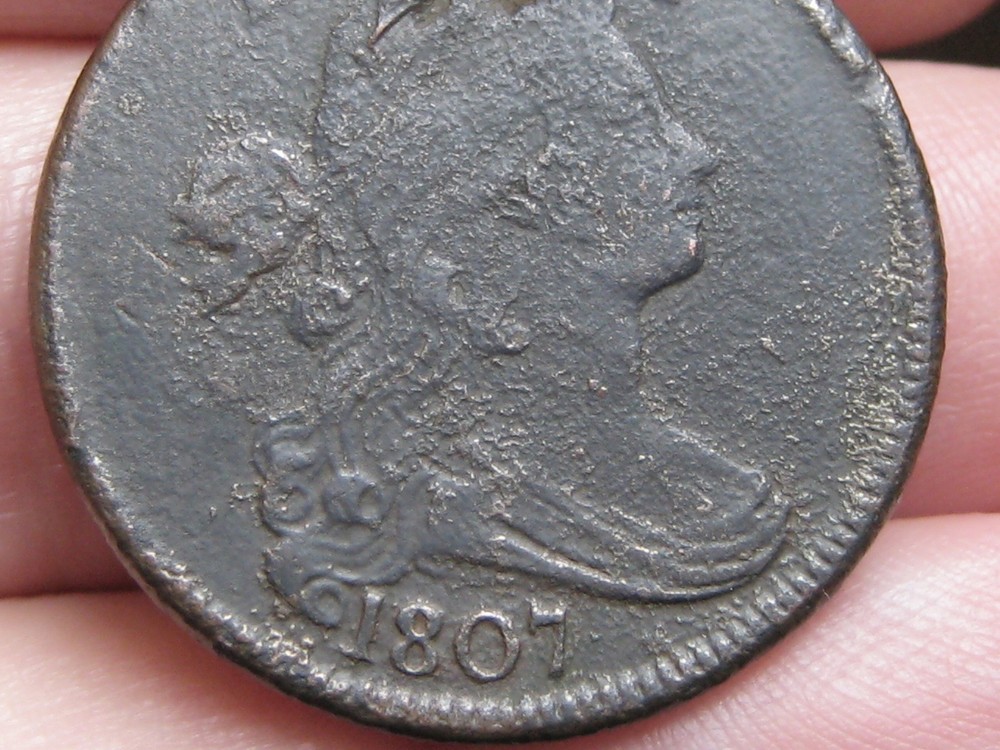 1807 Draped Bust Large Cent One Penny- Fine Details