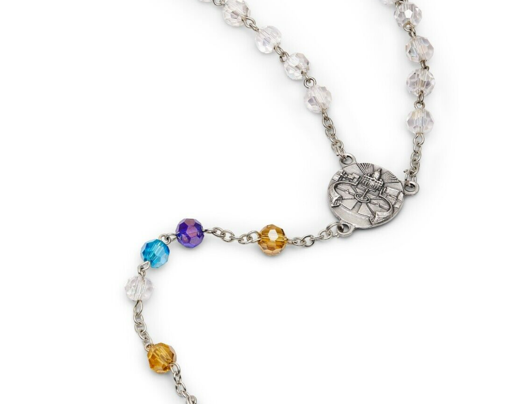 Mater Ecclesiae Virgin Rosary Crystal Beads Catholic Prayer Blessed from Italy