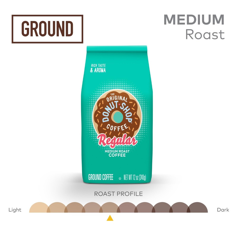 Coffee, Regular, Medium Roast, Ground Coffee, 12 oz Bag