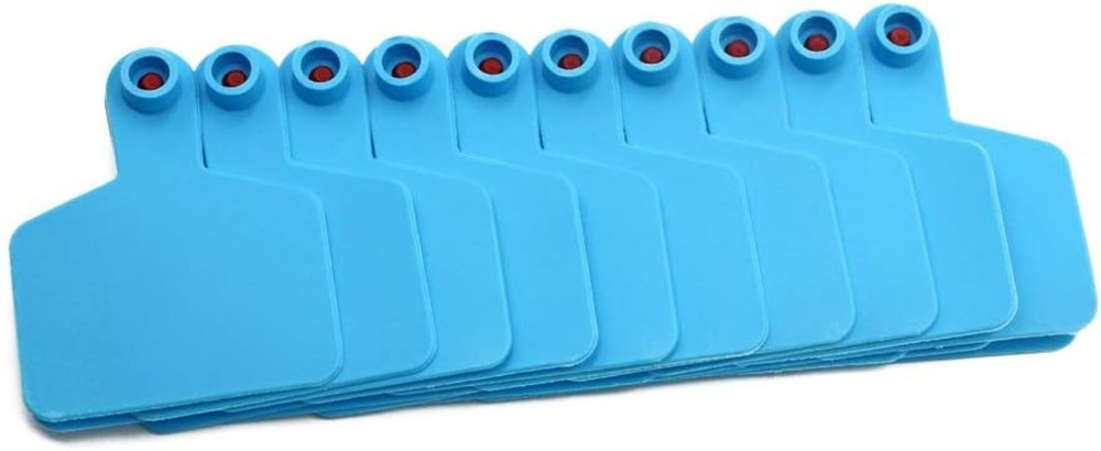 Cattle Ear Tags, Blank for Identification, 100 Pieces in Solid Blue - 3x2.48 in