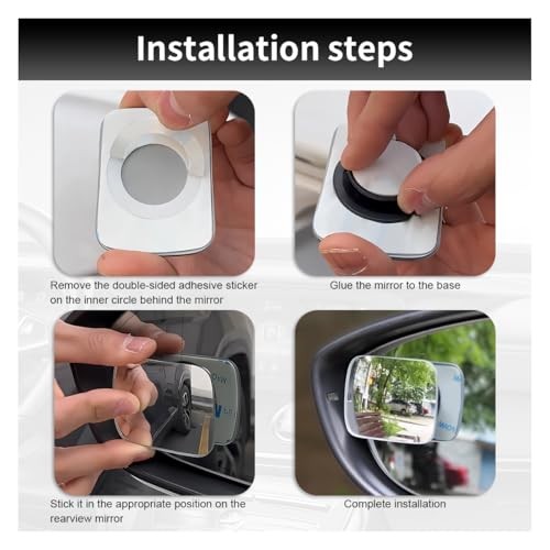 Rectangle Blind Spot Car Mirror, 2.5" HD Glass Wide Angle Convex Rectangular
