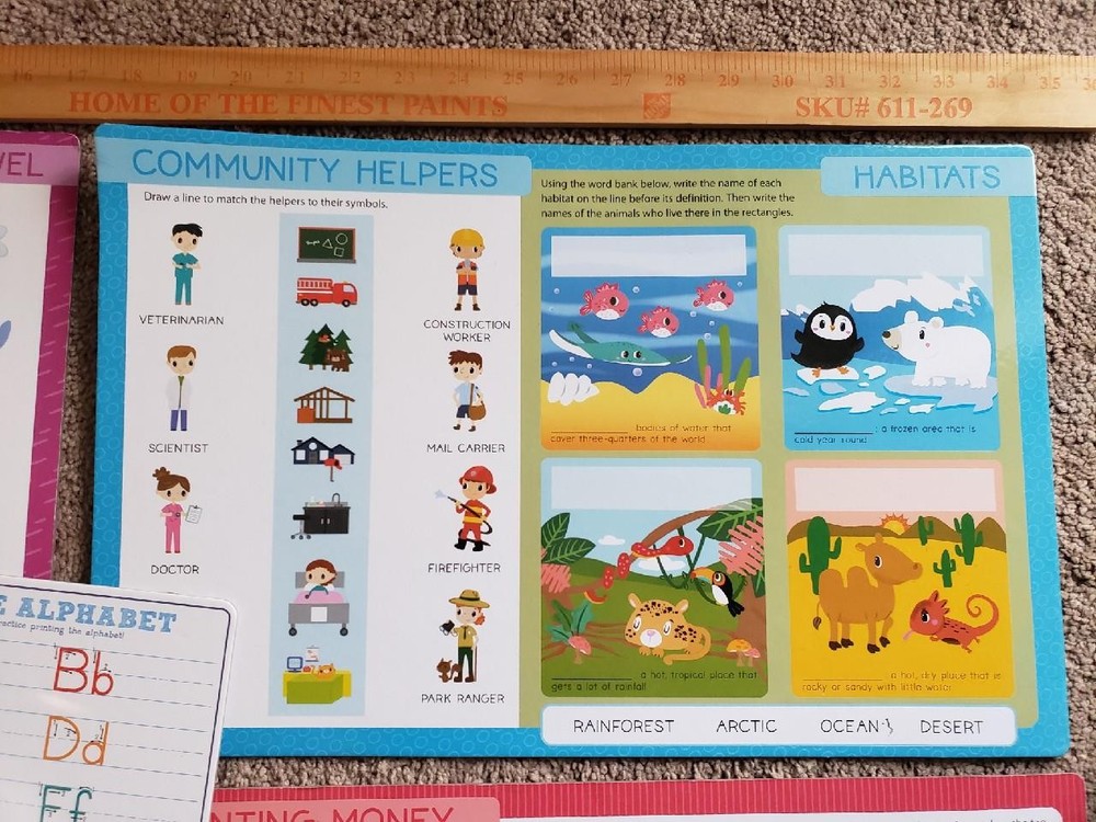 Teaching Classroom Materials Solar System Math Language Time Wipe Off Boards EUC