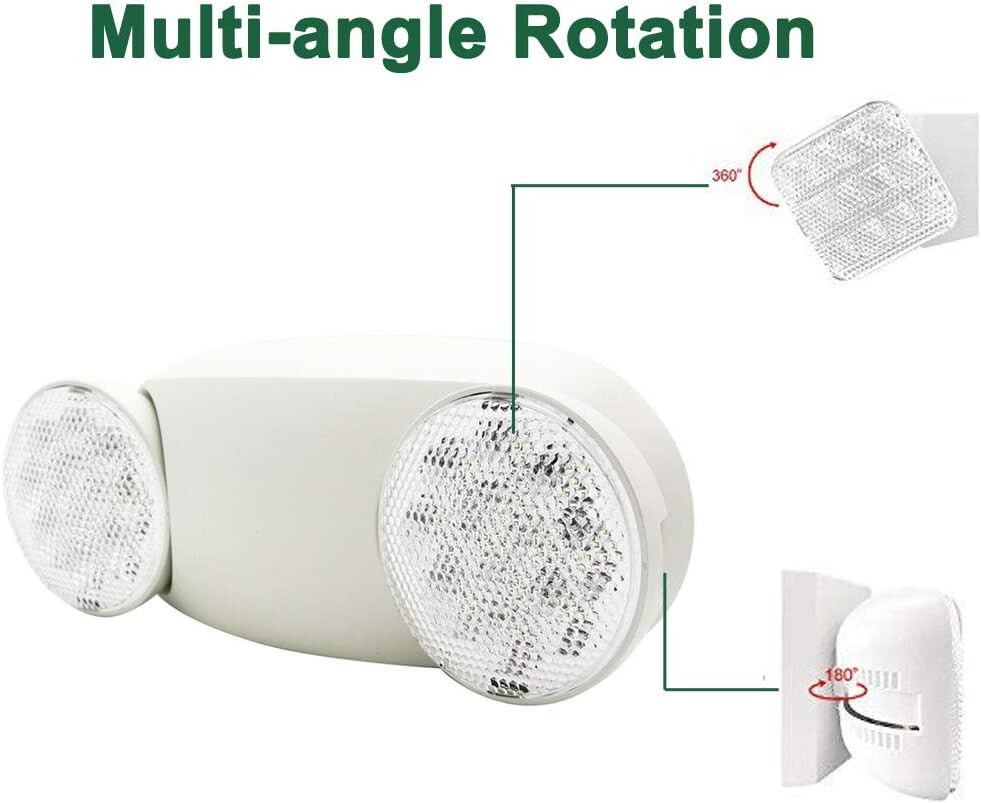 4 pack LED Emergency Light White, Exit Sign Light Adjustable Dual Head Battery