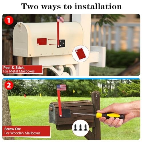 Mailbox Flag Replacement Kit - 2 Pcs Metal Red & Blue Flags for Mailbox Accessor