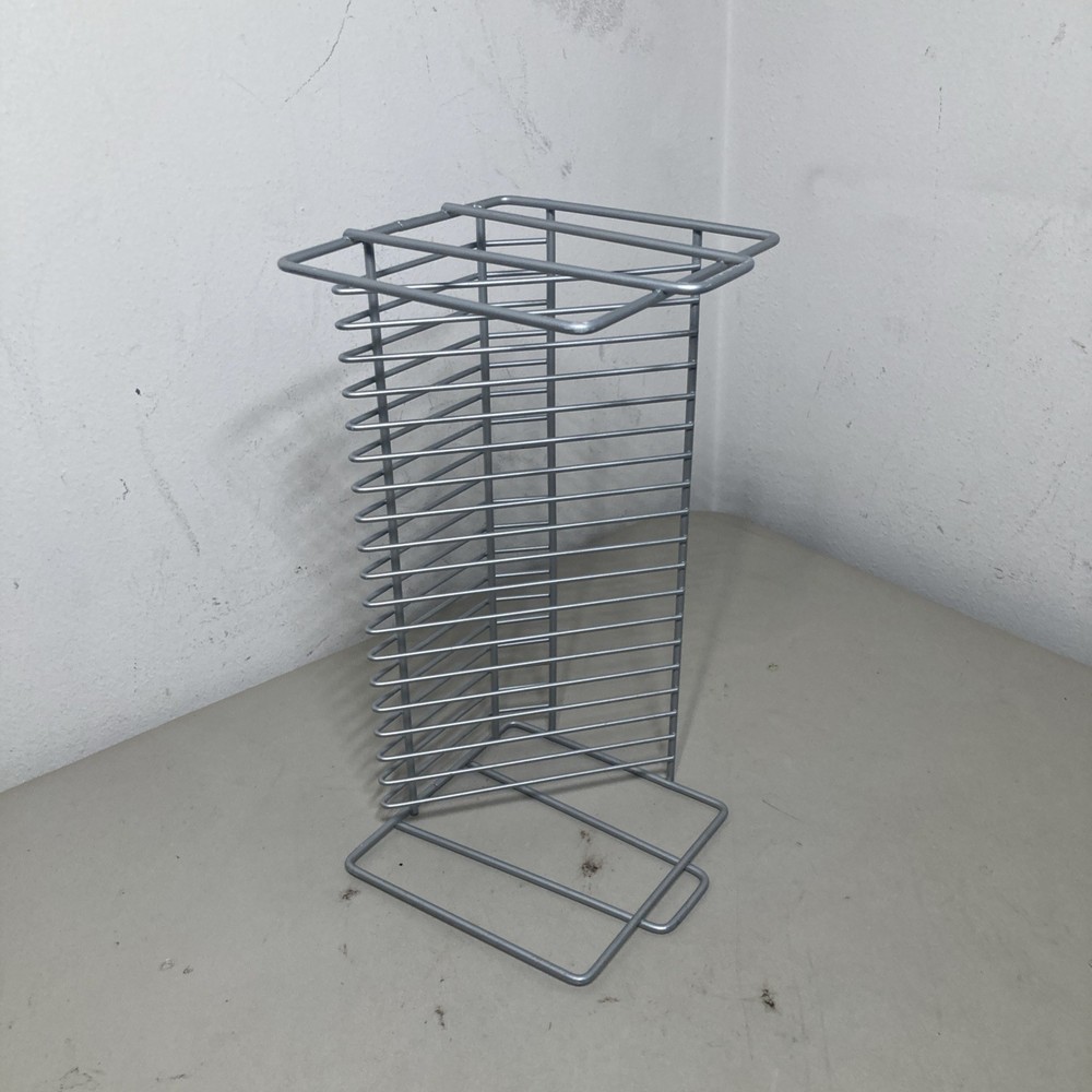 20 CD Storage Stand Holder Compact Stylish Industrial Stackable, Metal Construct