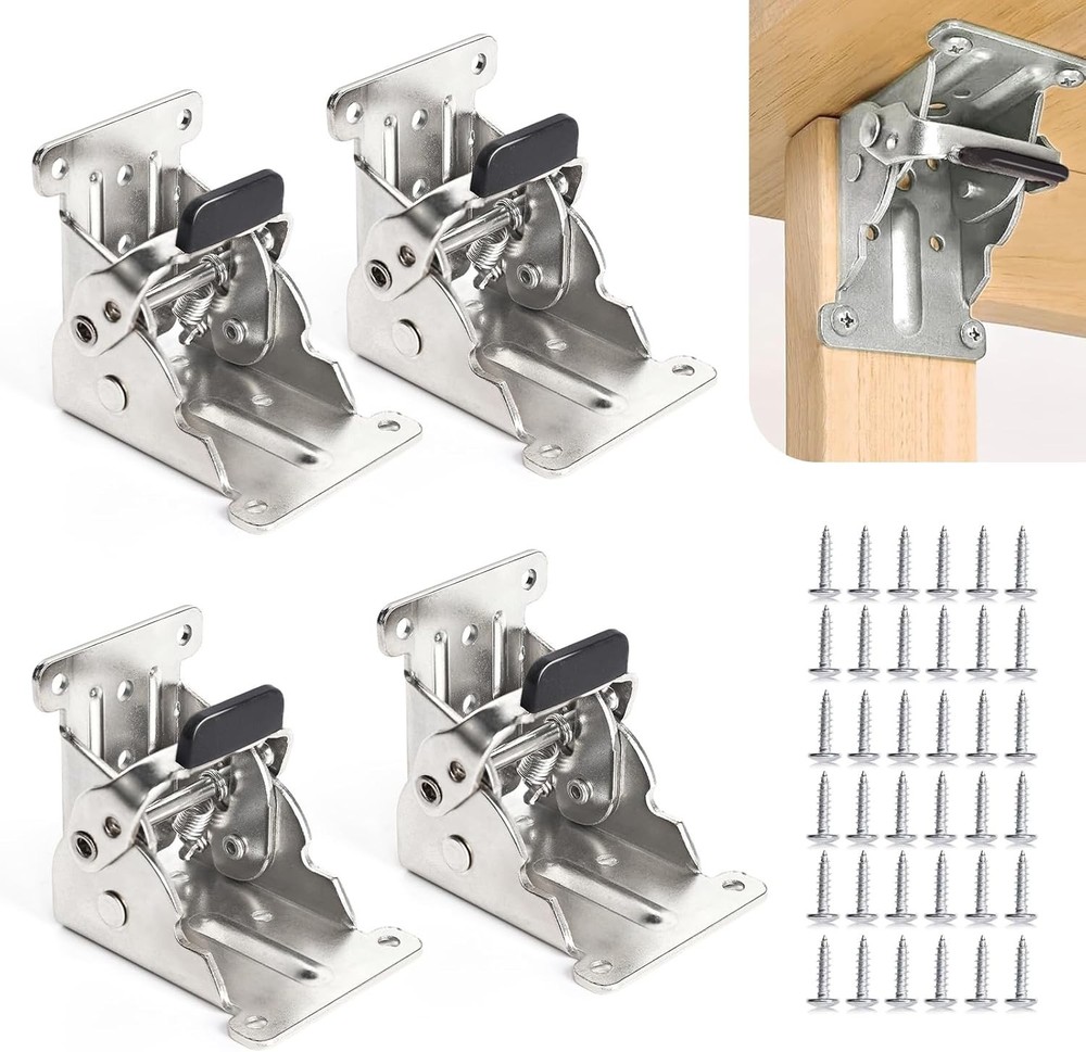 4 Pack Locking Hinge for Folding Leg Brackets,Heavy Duty Folding Brackets 90 ...