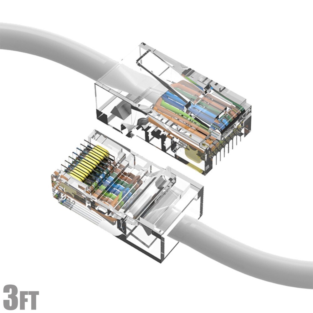 3FT Cat5e RJ45 Ethernet LAN Network UTP Non-Booted Patch Cable Copper White