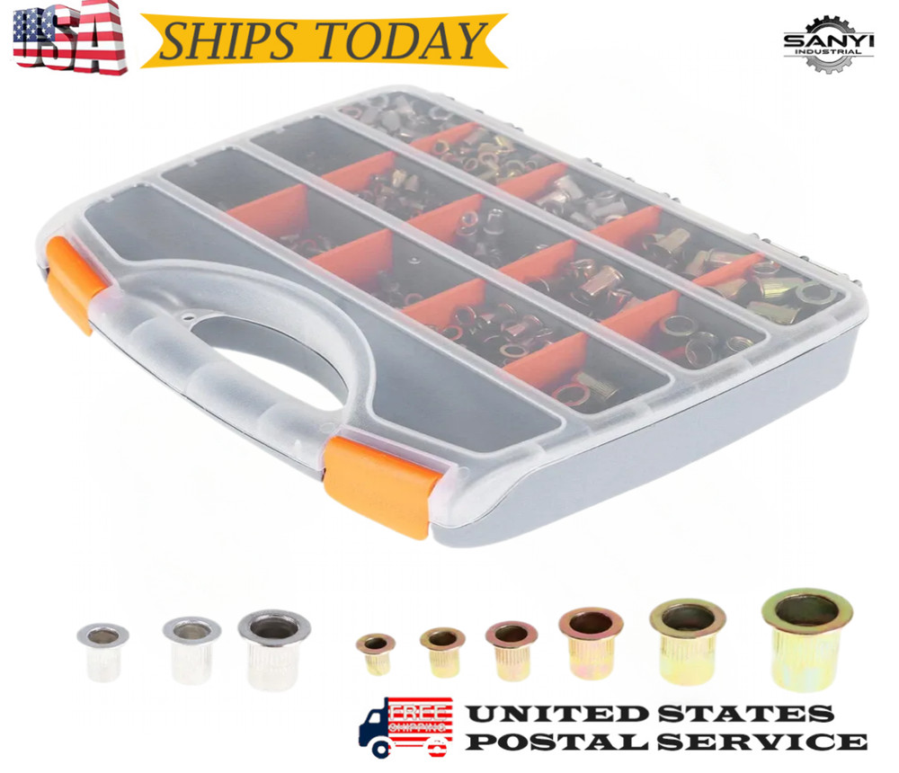 900PCS Rivet Nut Kit with Hand Riveter Tool for Threaded Insert Rivnut Setting