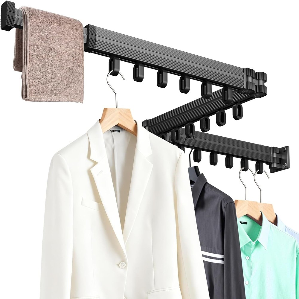 KAXIWEI Clothes Drying Rack, Wall Mounted Laundry Drying Rack, Upgrade 3-Fold Fo