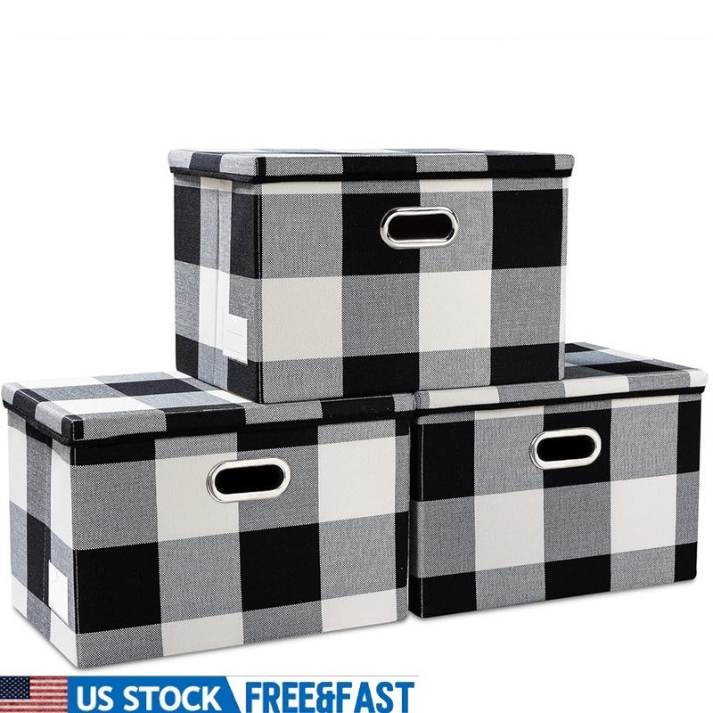 Collapsible Storage Bins Durable Polyester Lightweight Stackable Organizer New