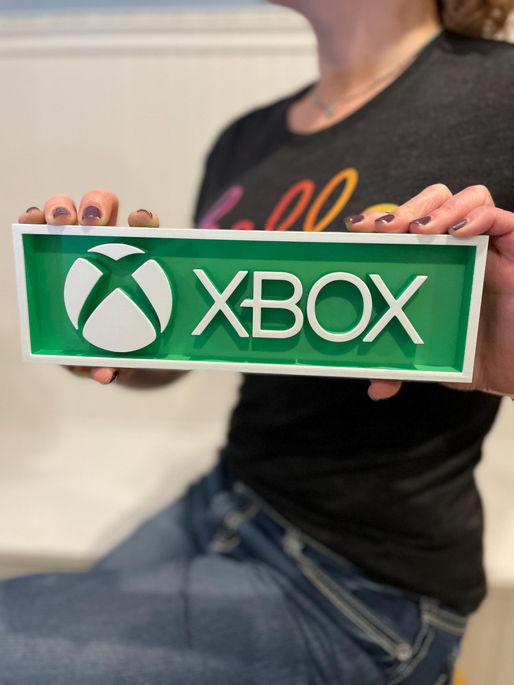 XBOX 3D printed game console placard, multi-color