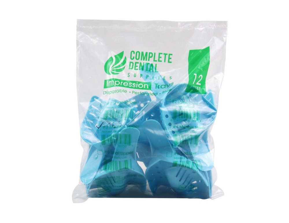Disposable Impression Trays, Perforated # 3, Medium Upper, 12 pcs / bag.