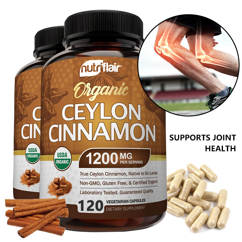 Organic Ceylon Cinnamon Capsules 1200mg - Maximum blood sugar support-120caps