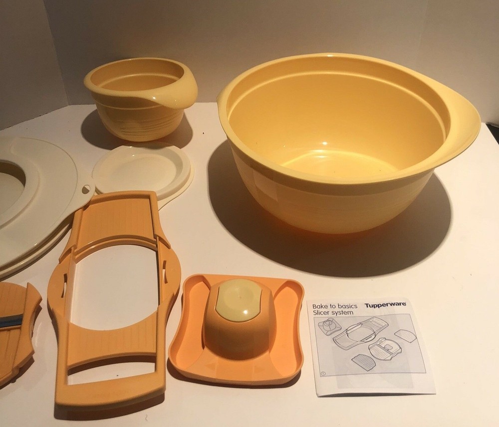 Tupperware Basic Slicer System Set with Mixing Light Orange Bowls New