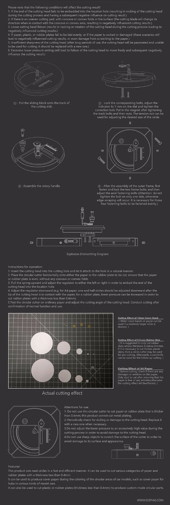 DSPIAE MT-C Stepless Adjustment Circular Cutter - Craft Tools