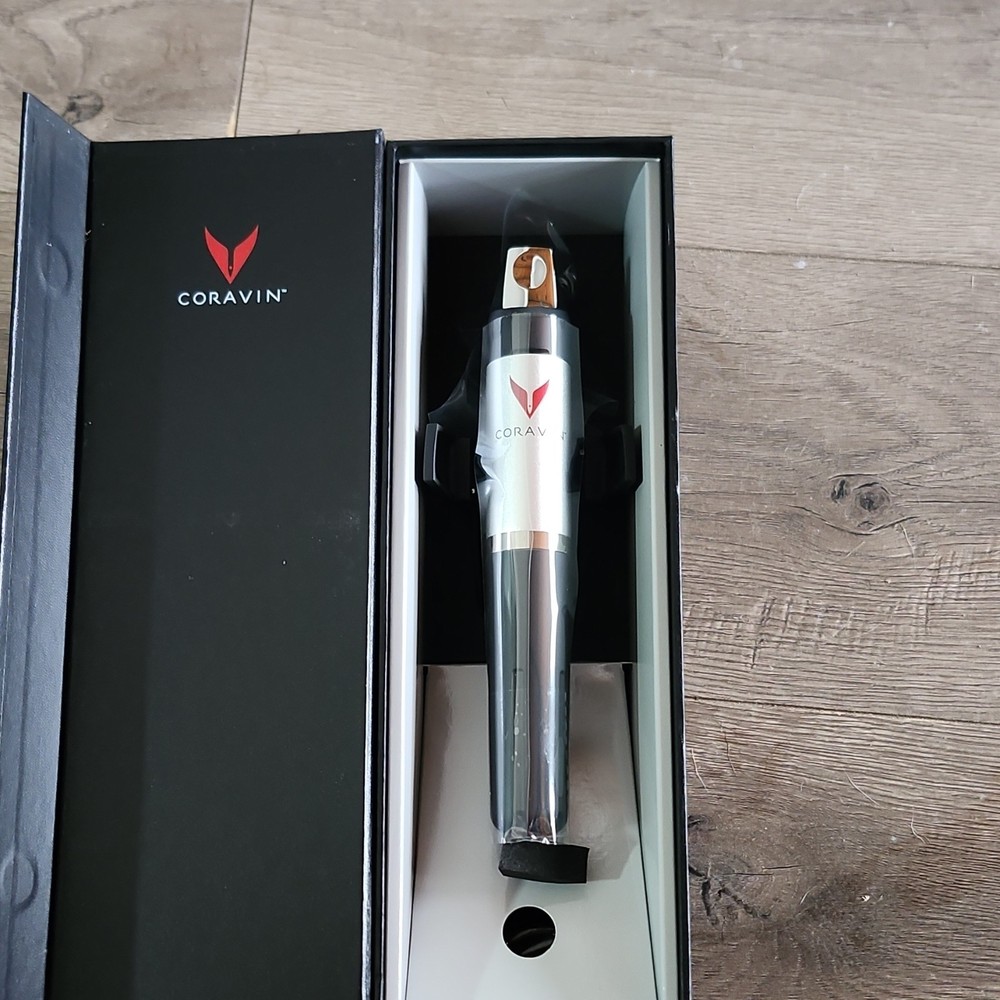 Coravin Wine Preservation System 1000 Portable Silver & Black Modern