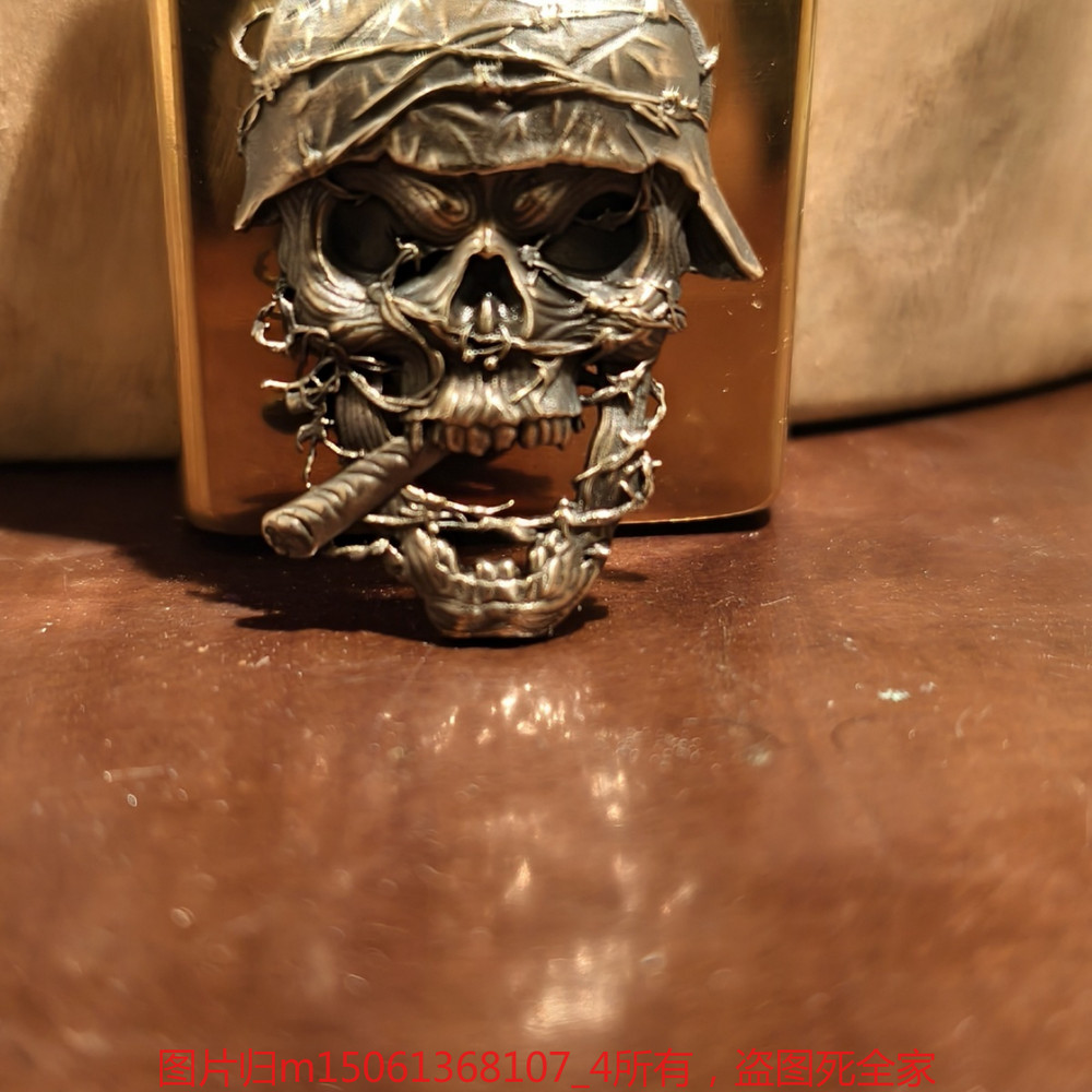 High-Quality Skeleton Soldier Decal Kerosene Lighter (Does Not Include Lighter)