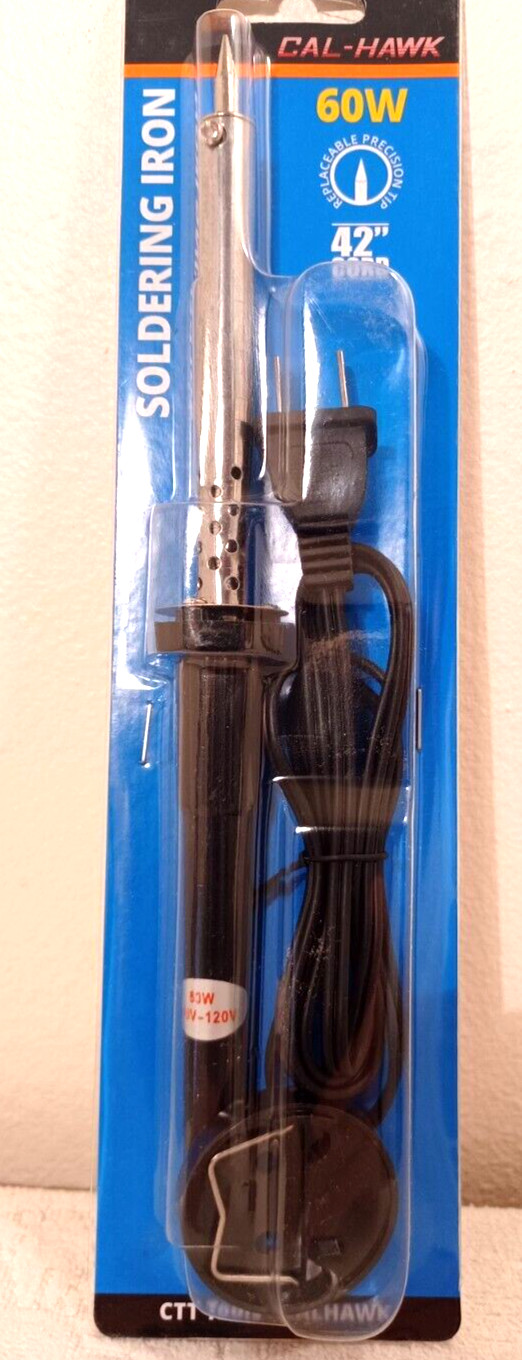 60 WATT SOLDERING IRON WITH STAND, 42" CORD