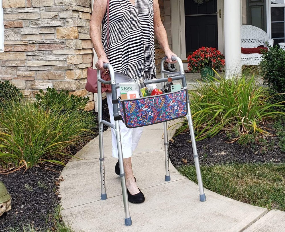Walker Basket, Walker Storage Bag with Split Boards and Straps, Foldable Walk...