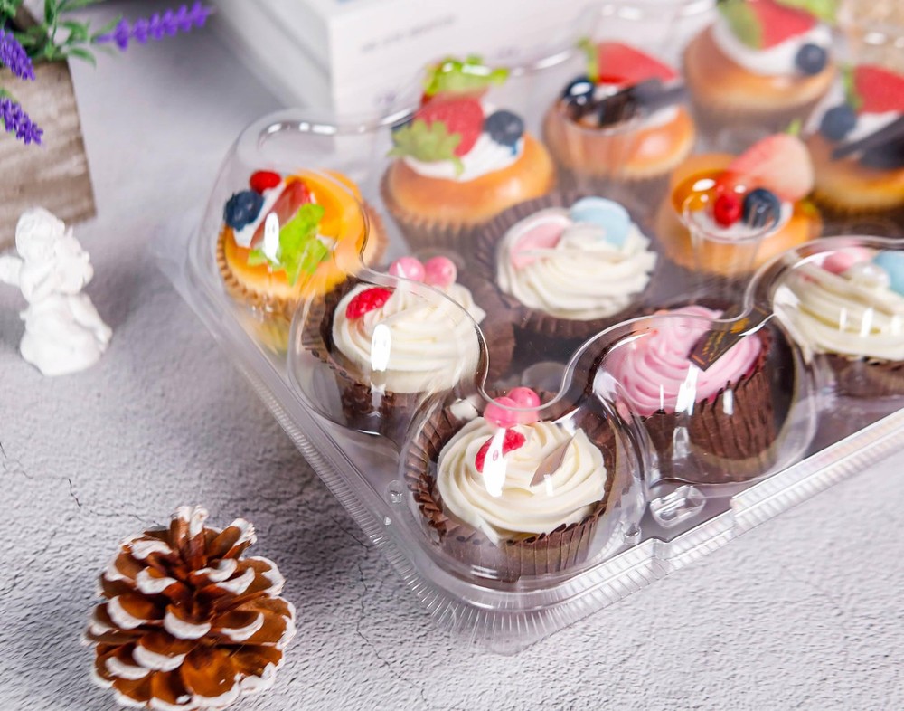 12 Count Cupcake Containers 12 Pack Holders Plastic Stackable Boxes