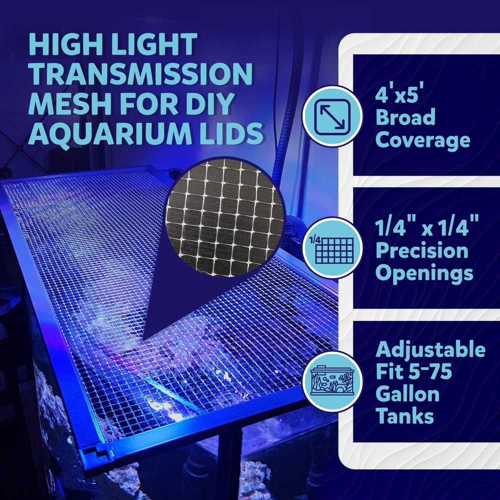Clear Mesh Netting Material - 4'x5' - Plastic Mesh Screen Netting for Fish Aq...
