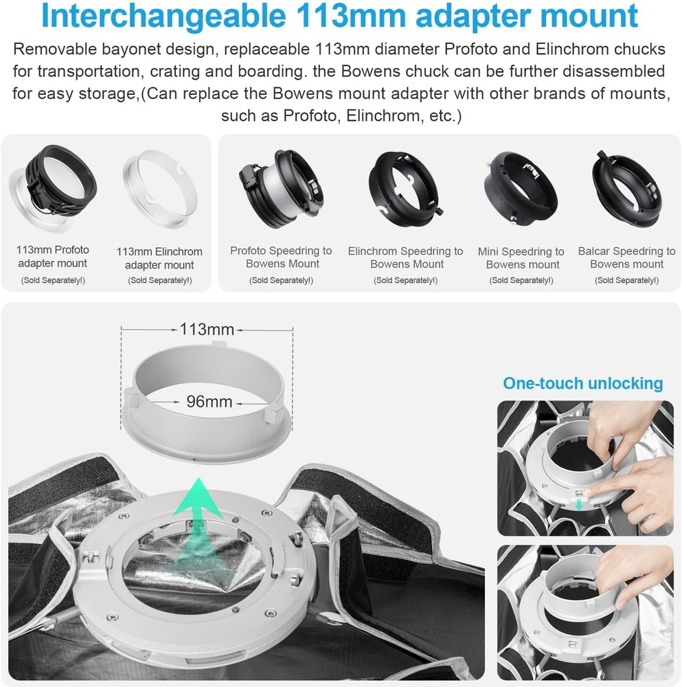 24"x35"/60x90cm Rectangular Softbox, Quick Release Bowens Mount Softbox with ...