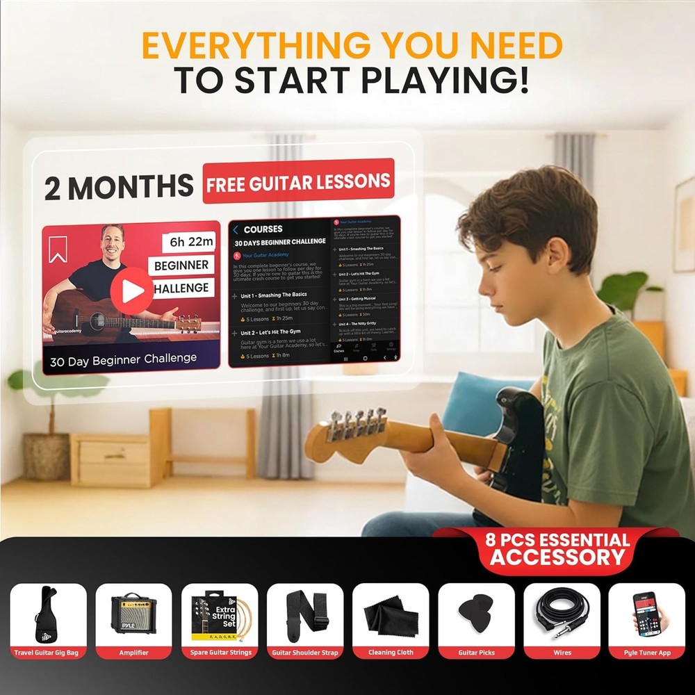39 Inch Blue Electric Guitar Starter Kit