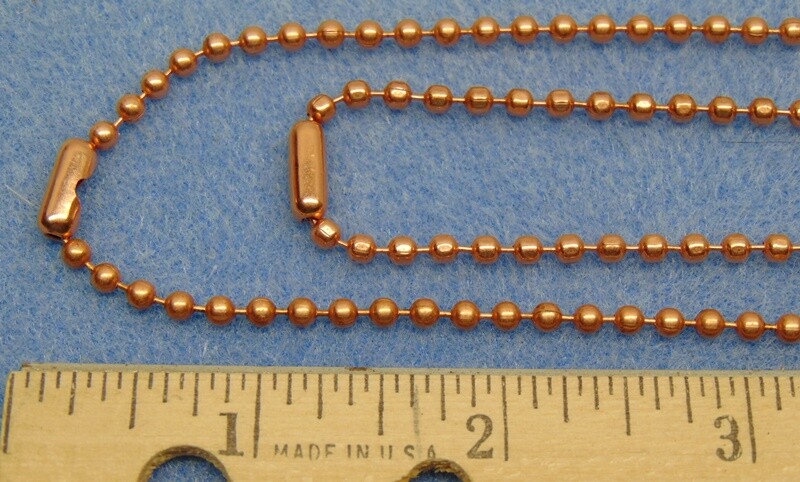 Solid COPPER BALL CHAIN Necklaces ~ 3.2mm bead ~ Round ~ Faceted ~ or Ball +Bar