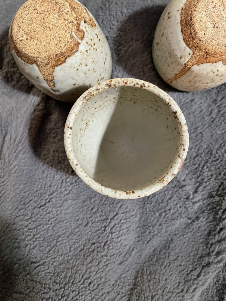 Super Cool Hand Made Stoneware Tea Pot Set With Bamboo Handle.