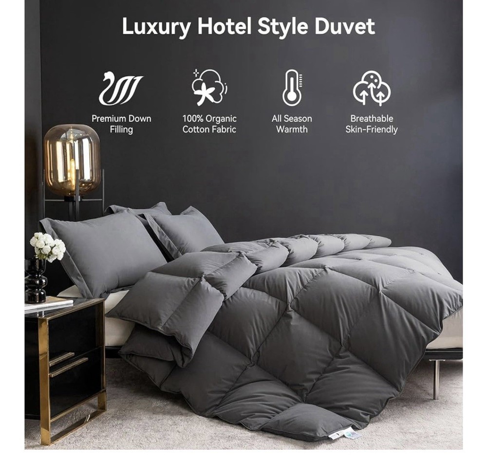 Weber’s Luxurious Feather Down Comforter (twin) Gray NEW