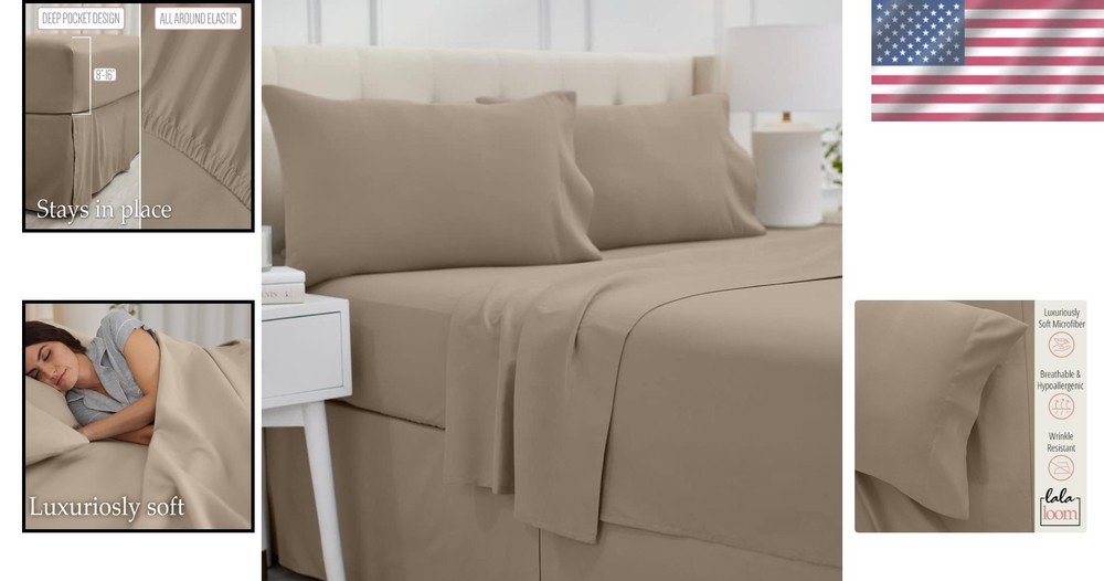 4-Piece King Bed Sheet Set - Extra Deep Pocket, Soft Microfiber, Fade Resistant