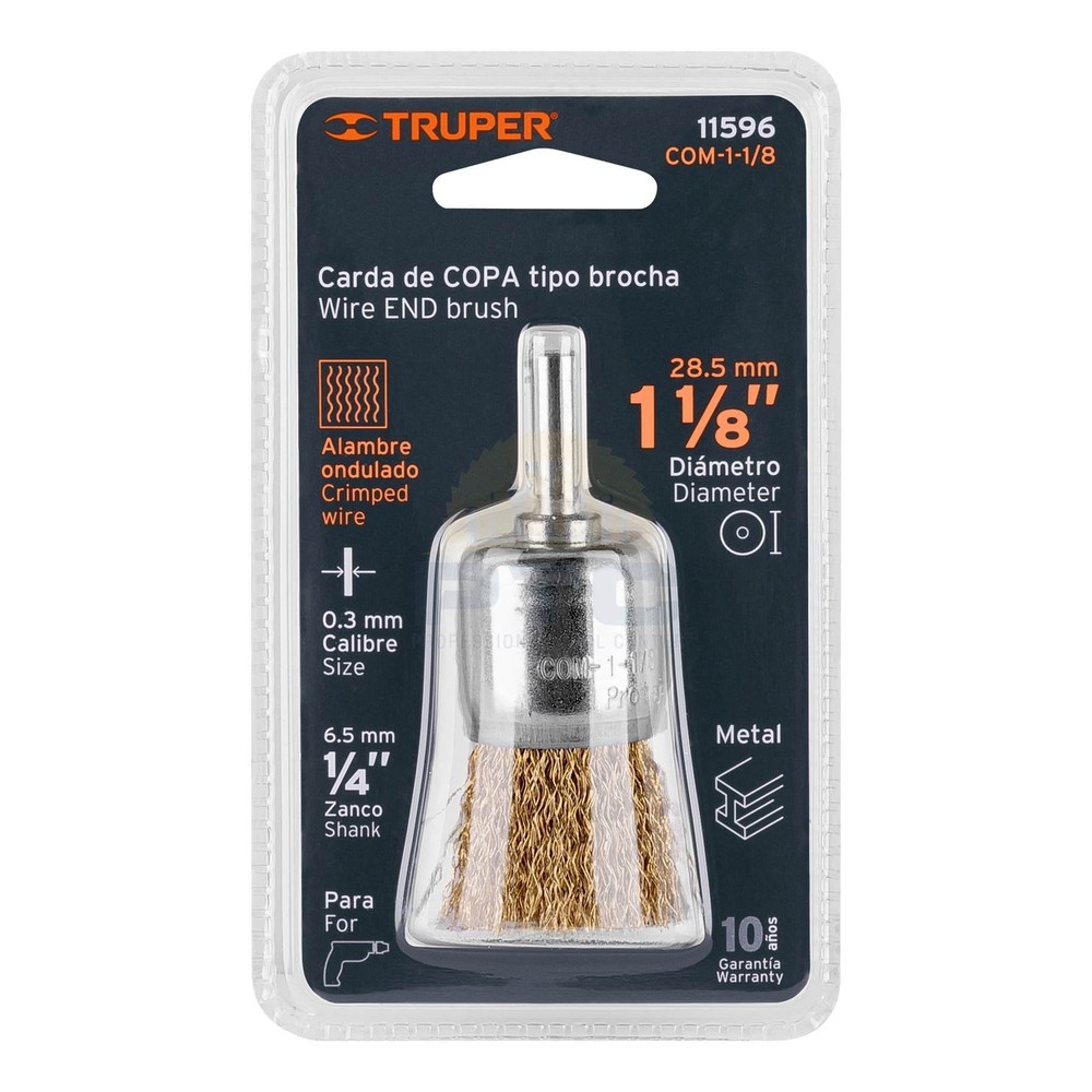 Truper COM-1-1/8 Cup Brush 1-1/8" Coarse Drill Wire