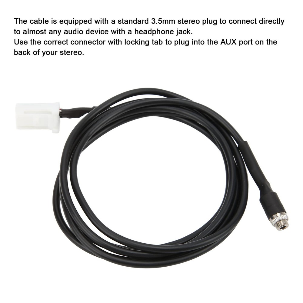 Aux Cable Adapter CD Changer Connector 3.5mm Jack Replacement for Black