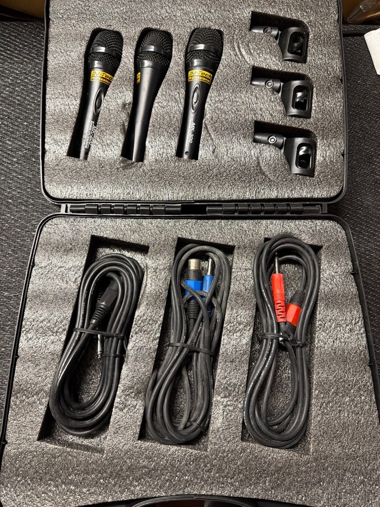 DJ-Tech MK-300 Dynamic Microphone Set w/ Case & Cables (3 Mics)