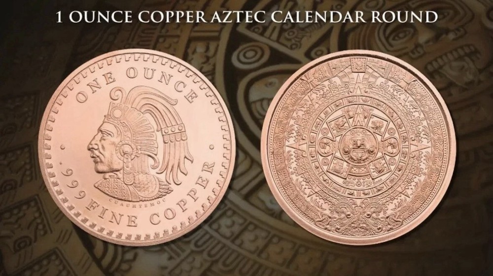 Aztec Calendar 1 oz .999 Copper Round Design