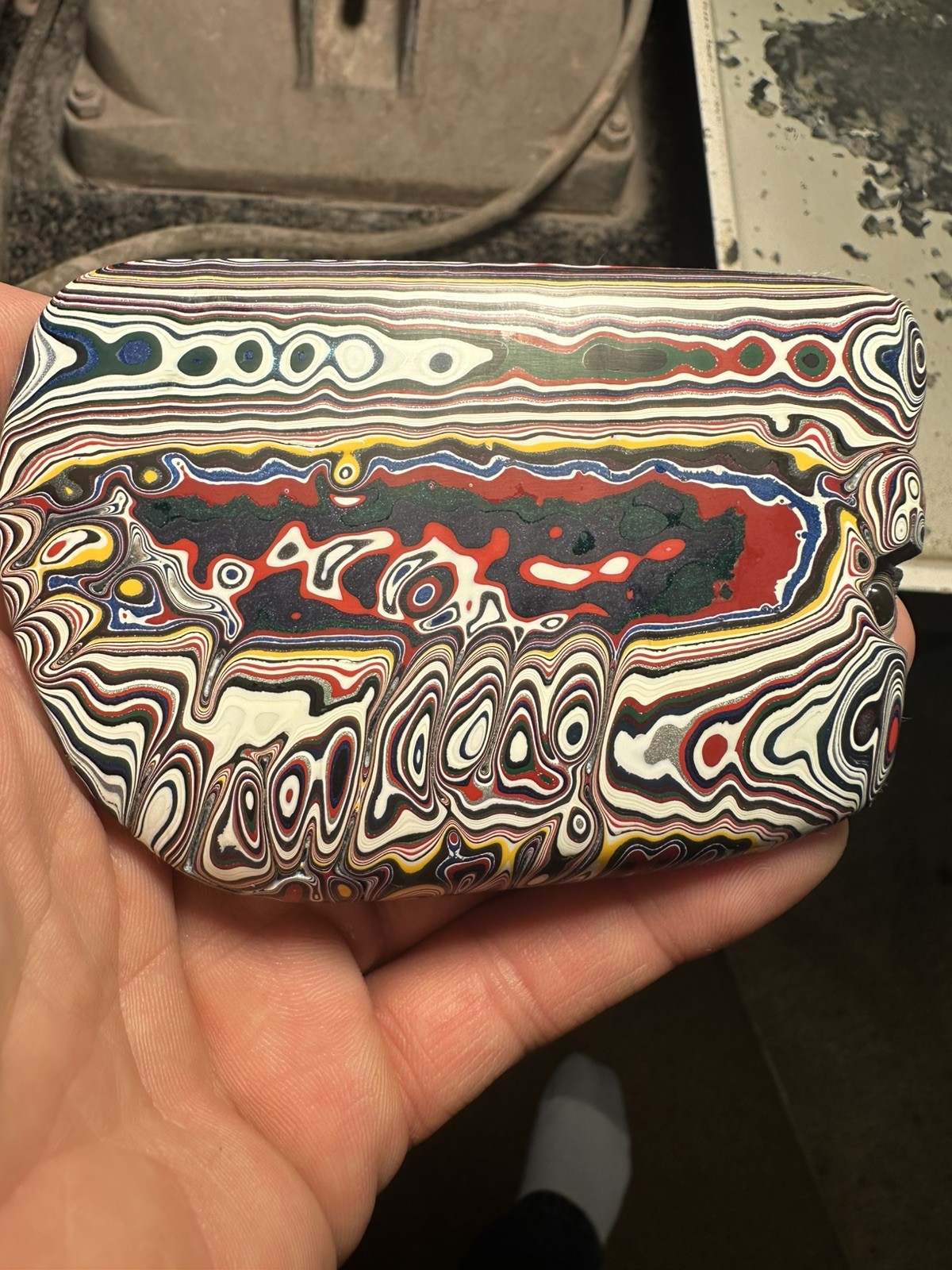 Polished "kenworth" Fordite specimen Detroit agate