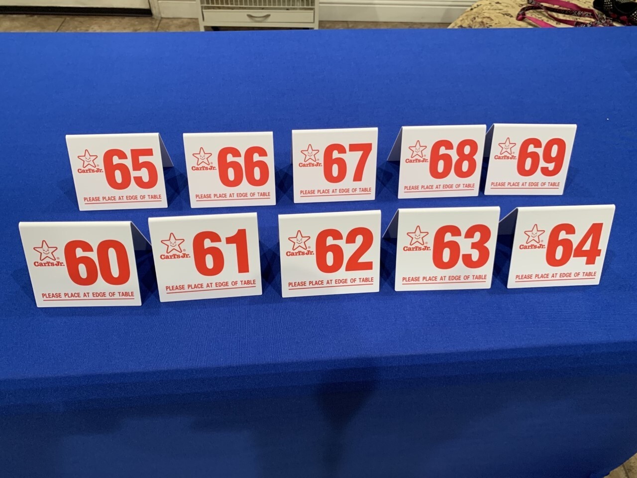 Classic Carls Jr Table Tent Number 50 thru 99