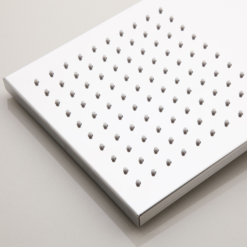 Chrome Rainfall&Waterfall Spout Shower Head Rectangle Wall Mount Mixer Brass Tap