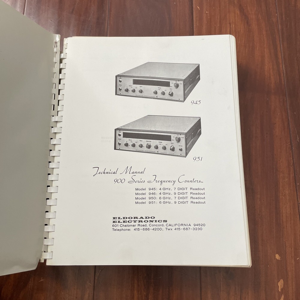 Eldorado Electronics 900 Series Frequency Counters Technical Manual 1966