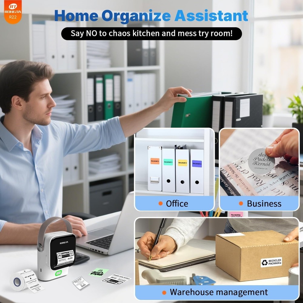 Bluetooth Label Maker Machine with Tape, Thermal Label Printer for Office, Small