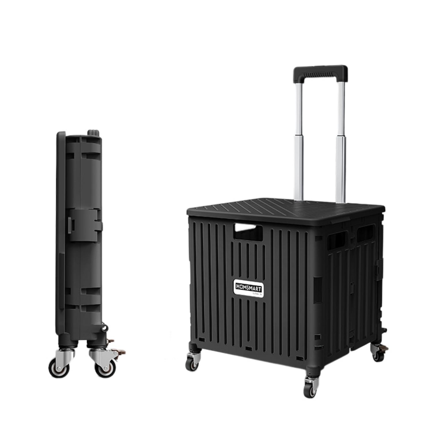 Viviendo 65L Collapsible Utility Cart, Folding Rolling Crate w/360° Wheels & Han