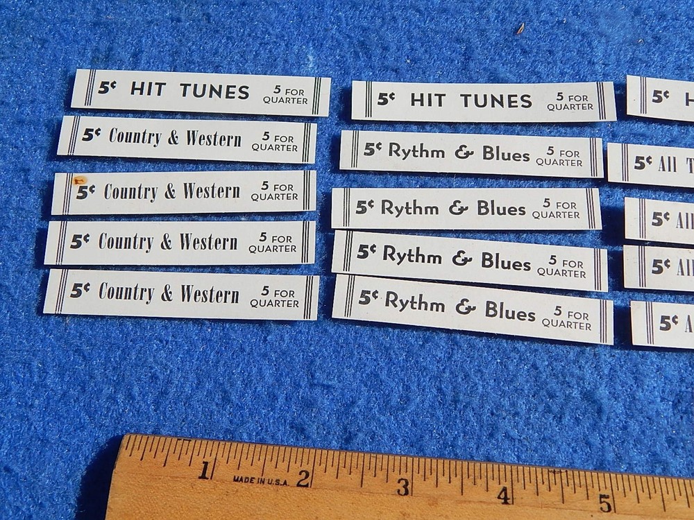 Seeburg V3WA wall box Program Holder Record Classification Strips - 20 each